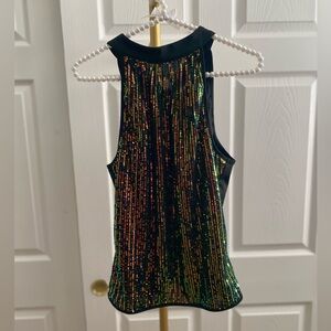 Sequin Sleeveless Top - Black and Gold